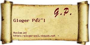 Gloger Pál névjegykártya